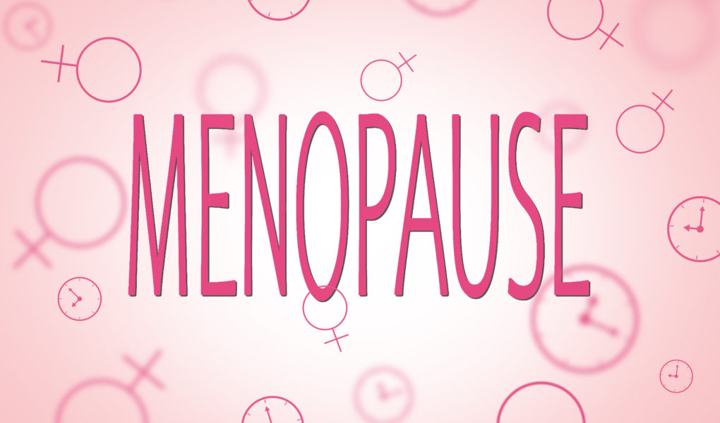Rosa Bild mit Aufschrift Menopause