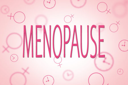 Rosa Bild mit Aufschrift Menopause
